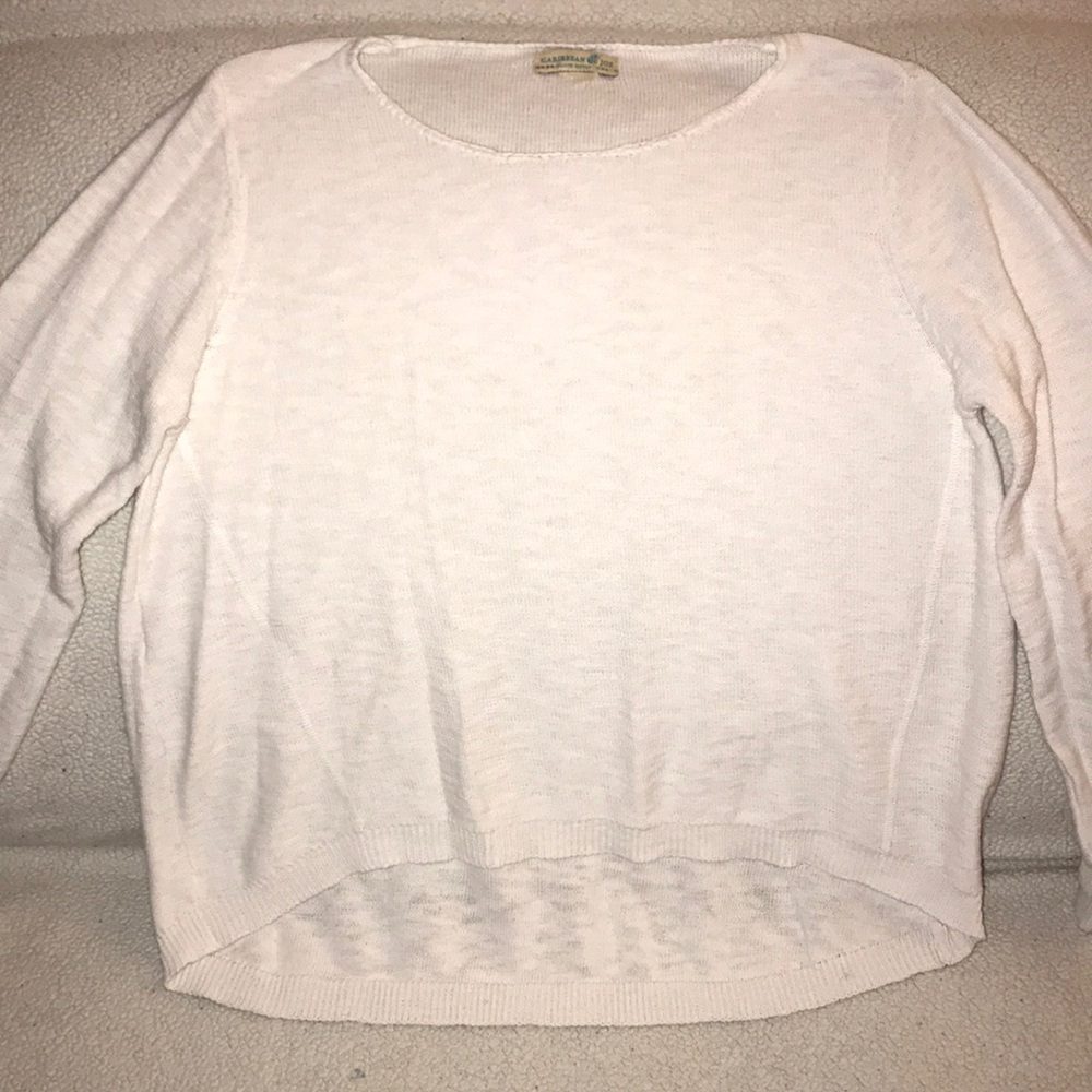 CARIBBEAN JOE white hi-lo long sleeve sweater! M